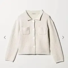 ブークレ　ポロニット　カーディガン　ウォッシャブル