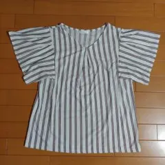 09DRESKIP ドレスキップ 半袖　ストライブ　ブラウス　サラサラ素材