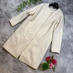 ✨Theory✨サイズP コート ノーカラー ロングコート アイボリー