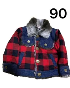 ブロックチェック　ボアジャケット　90cm