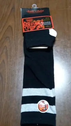 トレンカニーハイソックス 黒と灰色のストライプ 22-24cm