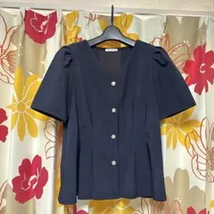 GLACIER ネイビー Vネック 半袖シャツ