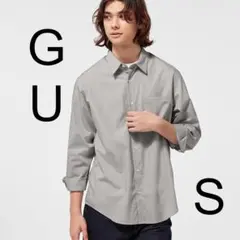 プロフ必GUブロードシャツ(長袖)S グレー/シンプル良品