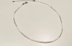 ミルキーホワイト×シルバー×竹ビーズチョーカー　ビーズネックレス韓国