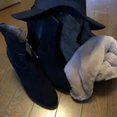 冬物　セット　黒　グレー ブーツ　帽子　イヤーマフラー