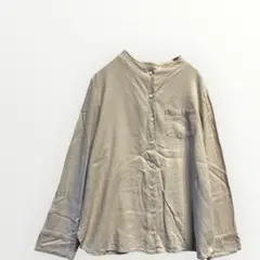 長袖 シャツ　麻　ベージュ　ブラウス　トップス