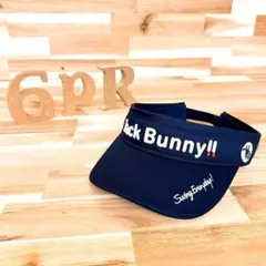 【ジャックバニー】刺繍 立体3Dロゴ ゴルフ サンバイザー バニー 綿 紺×白