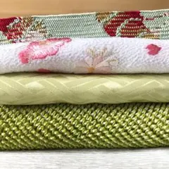 振袖小物4点セット 帯揚げ 帯締め 重ね襟 半衿 四ッ巻絞り 平組 成人式 ㉑