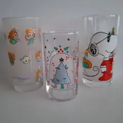 ディズニープリンセスとスヌーピーのガラスコップ3個セット