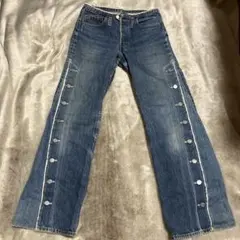 JUNGLE CAT Lives リメイク　ボタン付きデニムパンツ　Y2K