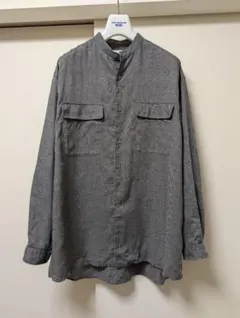 【美品】ホワイトマウンテニアリング バンドカラーシャツ グレー麻のサムネイル