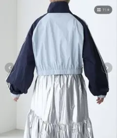 forksy. ナイロン　ジャケット　ショート丈　ブルー