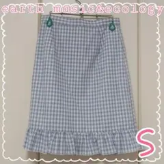 【earth music&ecology】裾ギャザー ギンガムチェック スカートのサムネイル