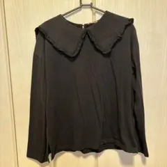 襟付き黒長袖Tシャツ Mサイズ