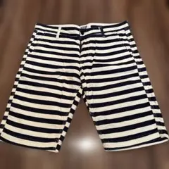 h*e様 FOB FACTORY ボーダーショートパンツ L 白紺のサムネイル