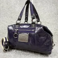 ✨美品✨希少✨コーチ ポピー パテント ラキシー サッチェル 2way 紫のサムネイル