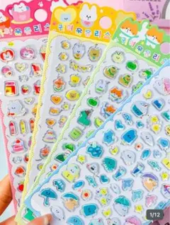 好評☆３Ｄ型押し発光コラージュ ❣️シール4色セット　 myシール帳♡