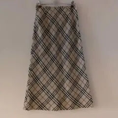 美品 バーバリーロンドン ロングスカート 40 シルク リネン混 ノバチェックのサムネイル