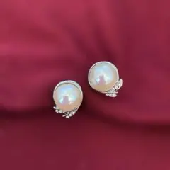 パール×シルバー イヤリング スワロフスキー上品 フォーマル セレモニー