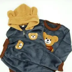 匿名配送 キッズ服 セットアップ 3点セット 110cm グレー 男の子 長袖