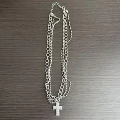 ストーン付きクロスネックレス