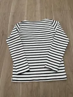 n*a様 無印良品白黒ストライプ 長袖カットソー ボートネック