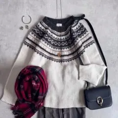 美品▲SHIPS any シップス ノルディック柄 ニット プルオーバー