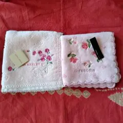 新品未使用LAURA ASHLEY、renoma 花柄タオルハンカチ2枚セット