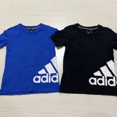 adidas Tシャツ 2枚セット (青・黒) 130cm