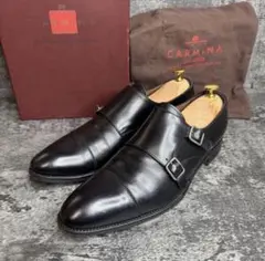 美品✨CARMIN カルミーナ 10003 ダブルモンク レザー 黒 9.5のサムネイル