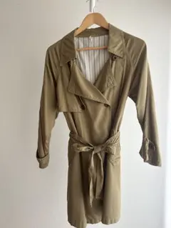【美品】トレンチコート レディース S ベージュ 薄手 春秋 ベルト付き