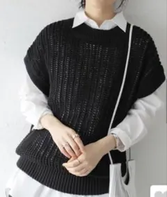 ジャーナルスタンダード 黒 コットン ベスト