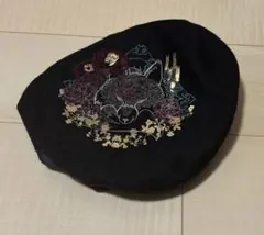 ONESTE和　寒狐日和ベレー　ベレー帽　黒　赤