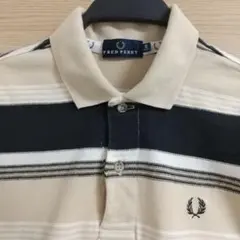 FRED PERRY ストライプ ポロシャツ ロゴ多数アリ 美品(小穴あり)のサムネイル