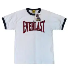 408【未使用】EVERLAST Tシャツ Ｍ ホワイト×ネイビー ビッグロゴのサムネイル