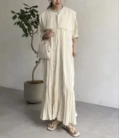 CAPRICIEUX LEMAGE プリーツワンピース アイボリー