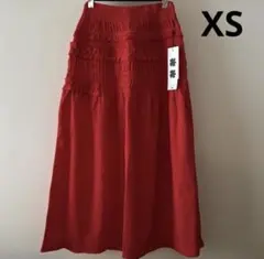 UNIQLO × セシリーバンセン シャーリングスカート レッド Lサイズ