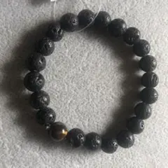 品番0983[愛と絆の天然石]ラバストーン（火山岩）のブレスレット・虎目石付き