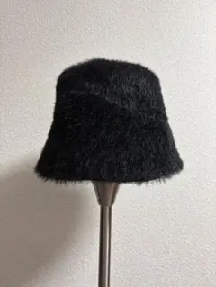 ファー素材 黒 バケットハット