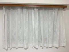 ホワイトレースカーテン リーフ柄 約100cm幅セット 約108cm丈