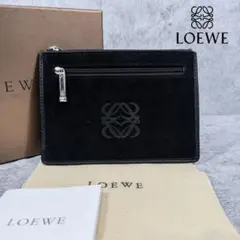 新品未使用‼️ ロエベ　ポーチ　ブラック　黒　ビッグロゴ　アナグラム　付属品付きのサムネイル