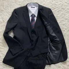 ジョンピアース 3ピース L セットアップ スーツ Y6 黒 シャドーチェック