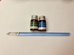 ガラスペンとインクセット（グリーン・スカイブルー）