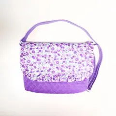 ♡パープル フラワー フリル♡ 通園バッグ 通園ショルダーバッグ 肩掛けカバン