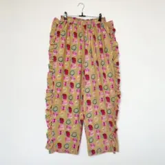 新品　マーキーズ　サイドフリルパンツ　総柄　ウエストゴム　イージーパンツ　1
