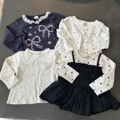 長袖Tシャツセット 4枚 ドット・ハート柄