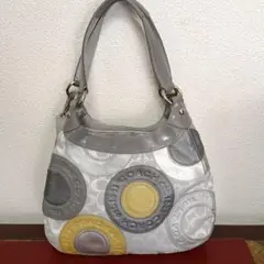 コーチ　COACH ハンドバッグ　ショルダーバック　水玉　グレー