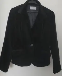 黒　ベルベット　シングルボタン　ブレザー　ジャケット