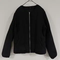 【美品】YEVS 中綿ノーカラージャケット M ブラック キルティングブルゾン