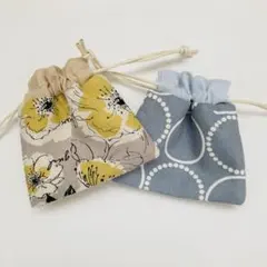【M043】ミニ巾着2点セット　ハンドメイド　小物入れ　ミニポーチ